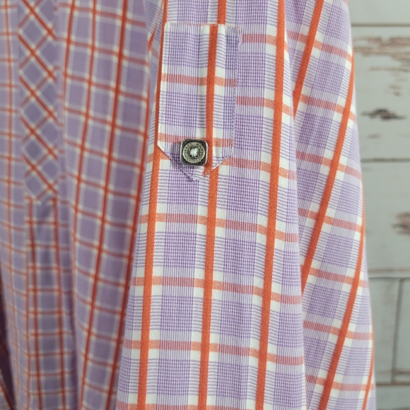 Bogosse Men's Trinita Long Sleeve Button Up Shirt Purple Plaid size 4 = Large - Picture 6 of 10